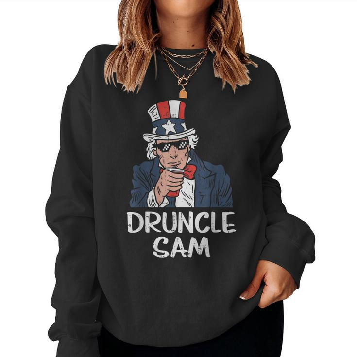 Druncle Sam Uncle Sam Beer 4Th Of July Party Drinking Drinking s Women Sweatshirt