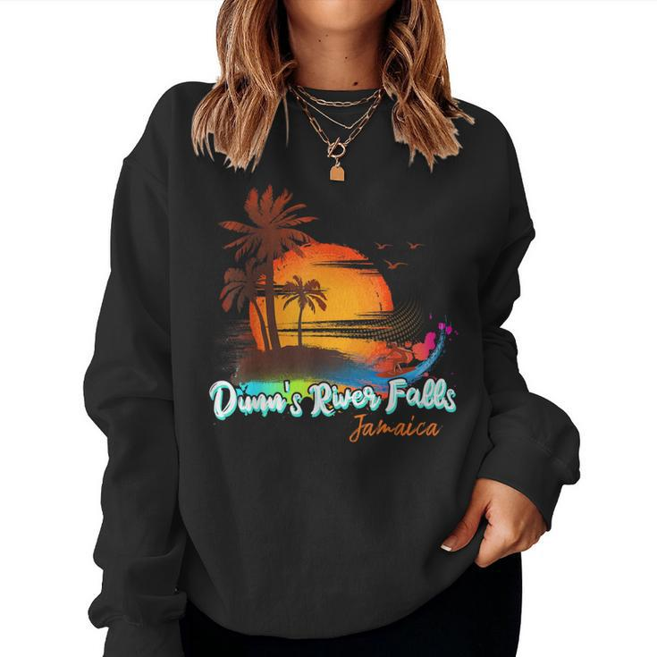 Dunn's River Falls Summer Vacation Palm Trees Sunset Men Women Sweatshirt
