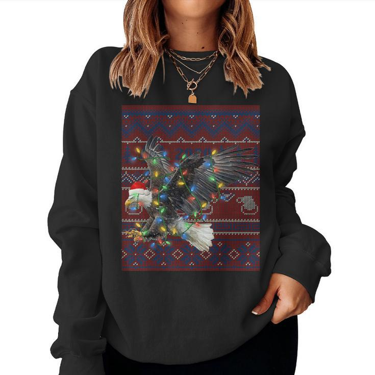 Eagle Christmas Lights Ugly Sweater Goat Lover Women Sweatshirt