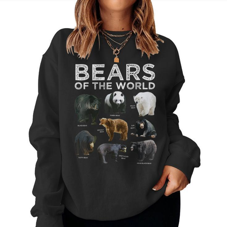 Eight 8 Bear Species Of The World Panda Polar Grizzly Black Women Sweatshirt