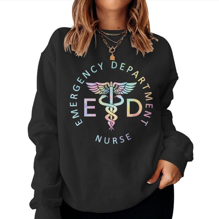 Emergency Nurse Ed Nurse Er Emergency Department Nur Tie Dye Women Crewneck Graphic Sweatshirt