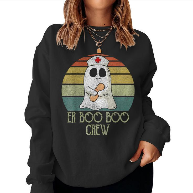 Er Boo Boo Crew Ghost Nurse Retro Halloween Costume Nursing Women Sweatshirt