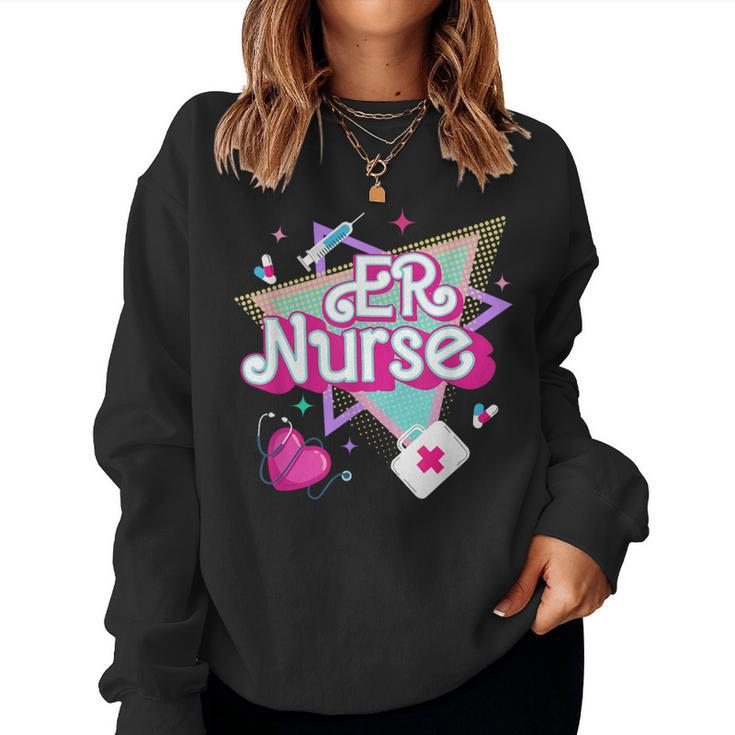 Er Nurse Vintage Ed Emergency Department Nurse Life Women Sweatshirt