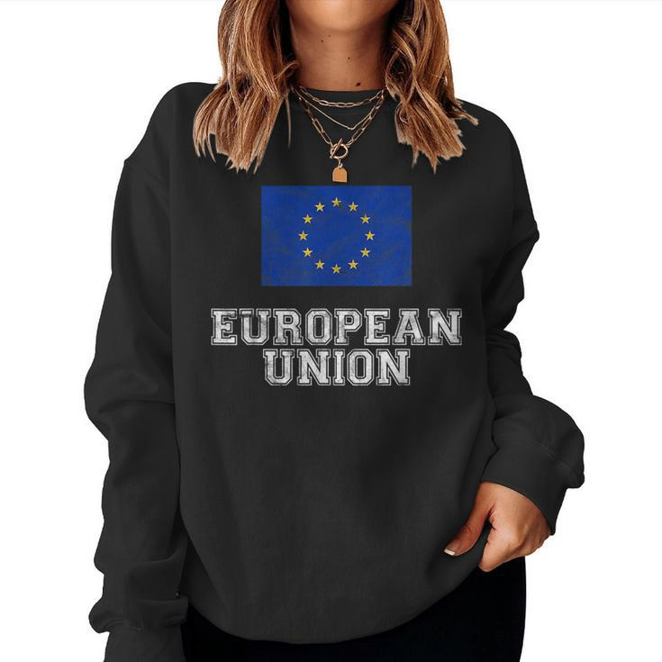 European Union Flag Vintage I Men Women Kids Women Sweatshirt