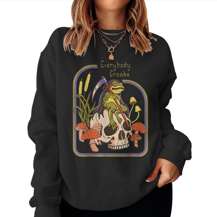 Everybody Croaks Frog Skull Mushroom - Everybody Croaks  Women Crewneck Graphic Sweatshirt