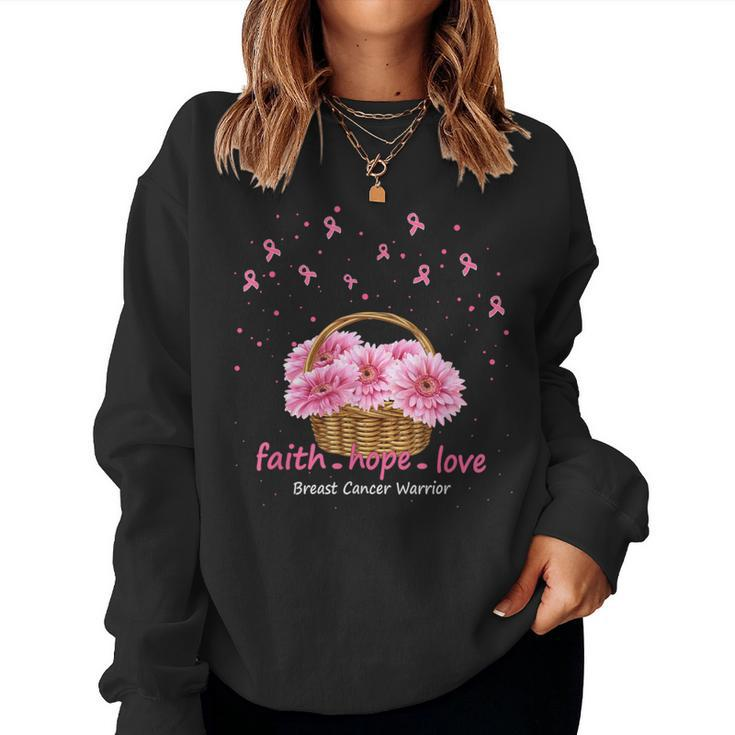 Faith Hope Love Breast Cancer Pink Ribbons With Sunflowers Women Sweatshirt