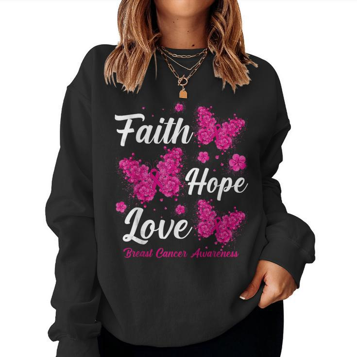 Faith Hope Love Butterfly Breast Cancer Awareness Month Women Sweatshirt
