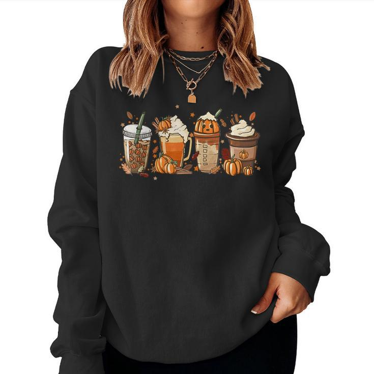Fall Coffee Halloween Pumpkin Latte Drink Cup Spice Women Sweatshirt