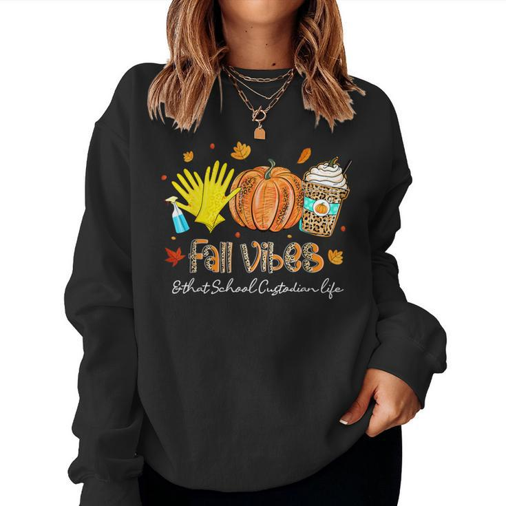 Fall Vibes & That School Custodian Life Pumpkin Leopard Women Sweatshirt