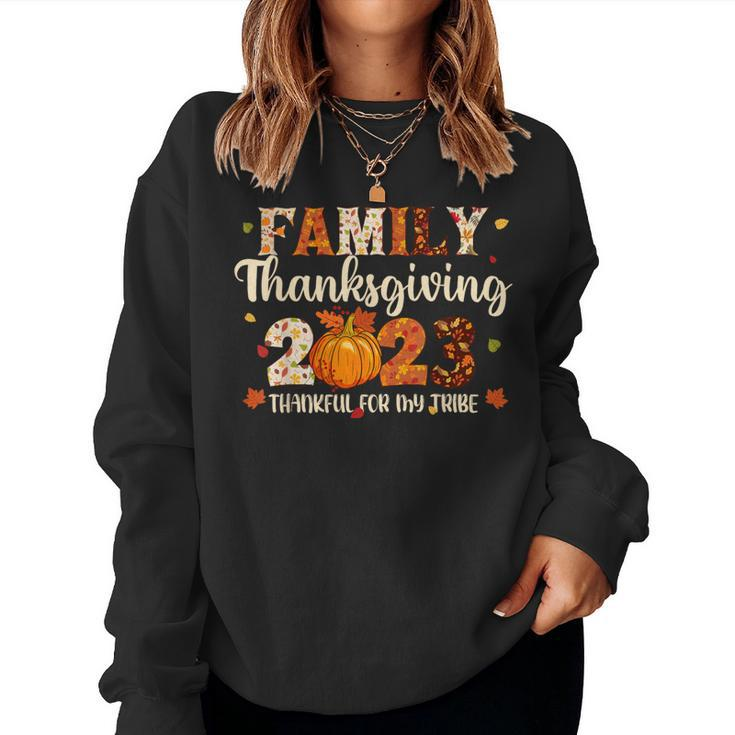 Family Thanksgiving 2023 Thankful For My Tribe Fall Autumn Women Sweatshirt