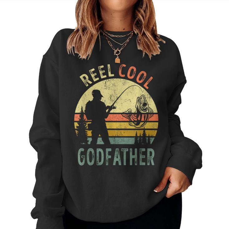 Fishing Dad Vintage Reel Cool Godfather Fathers Day Gift  Women Crewneck Graphic Sweatshirt