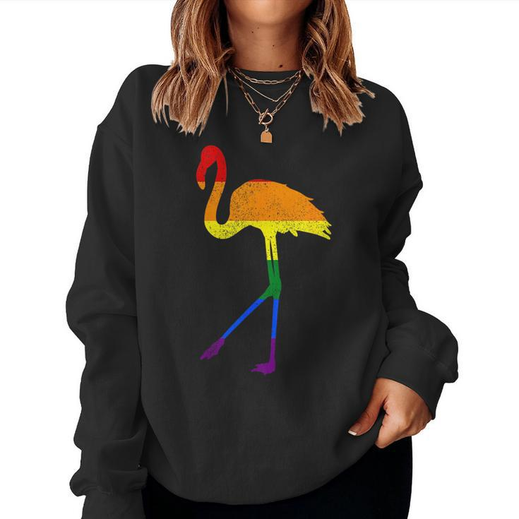 Flamingo Gay Pride Lgbtq Supporter Fans Rainbow Ally Women Sweatshirt