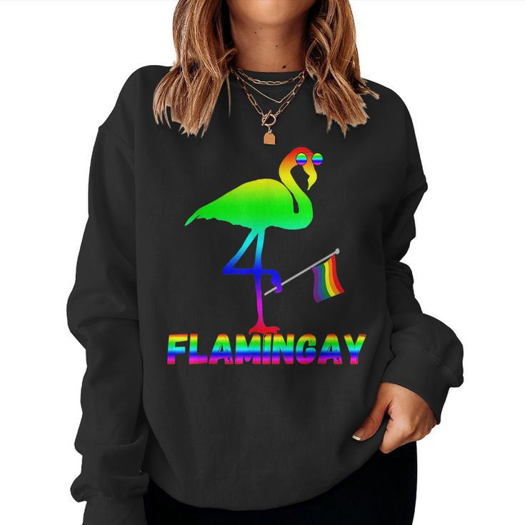 Flamingo Gay Pride Rainbow Bird Lgbt Flag Gender Homosexual Women Sweatshirt