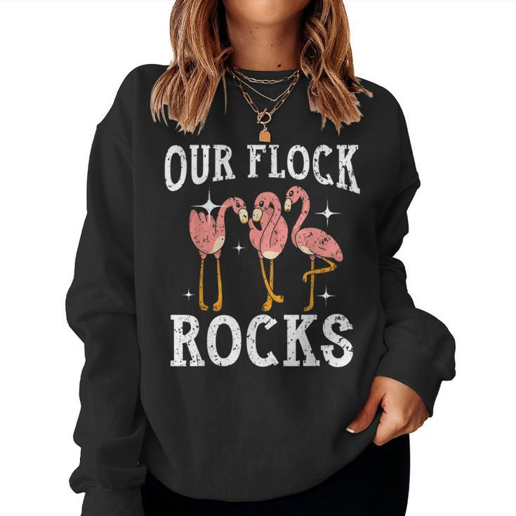 Our Flock Rocks Flamingo Family Group Vacation Matching Women Sweatshirt