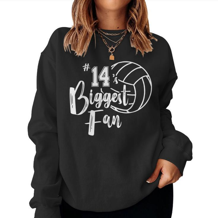 Fourn 14 Biggest Fan Volleyball Mom Volleyball Dad Women Sweatshirt