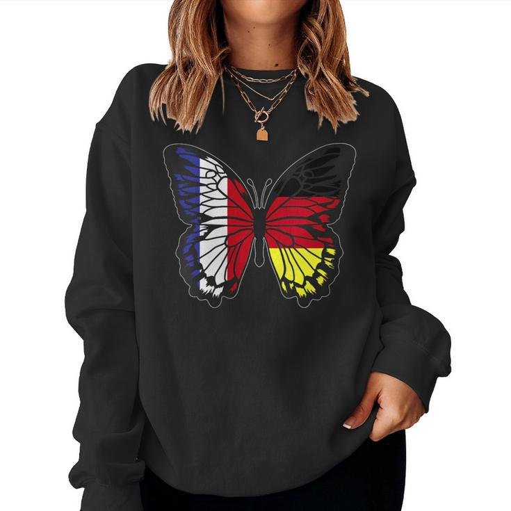 France And Germany Mix Butterfly Half German Half French Women Sweatshirt