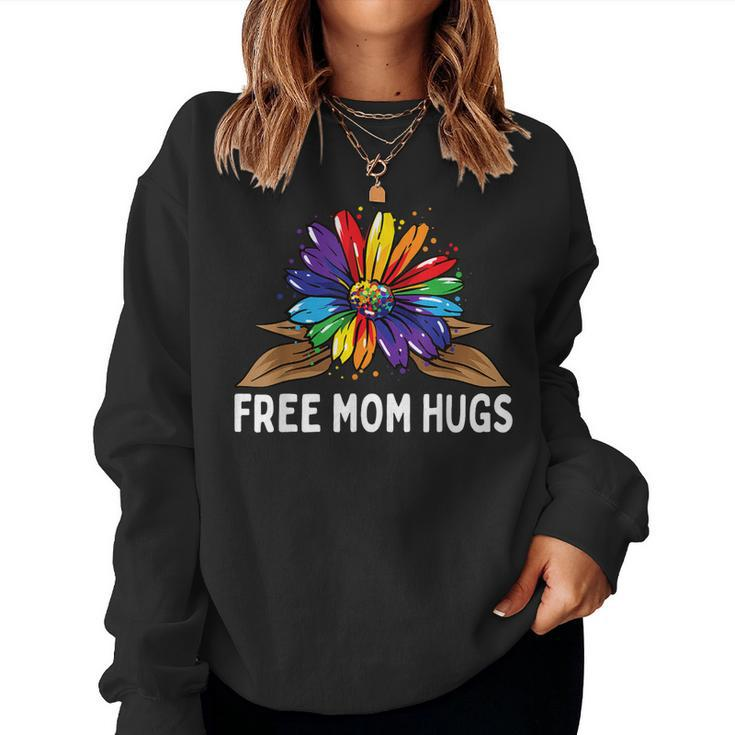 Free Mom Hugs Gay Pride Lgbt Rainbow Sunflower Flower Hippie Women Sweatshirt