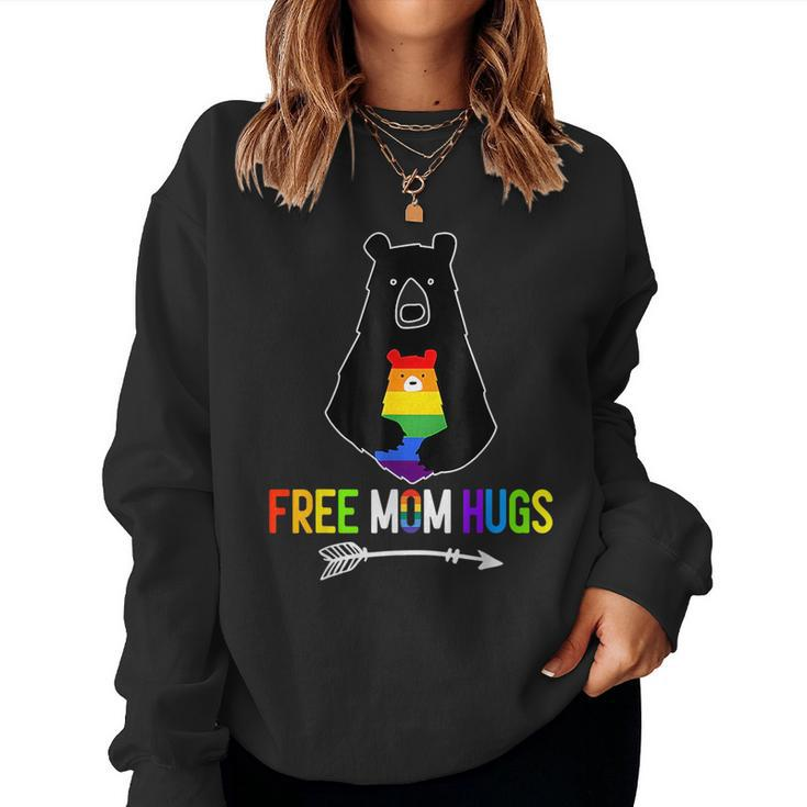 Free Mom Hugs Pride Lgbtq Gay Rainbow Flag Mama Bear Women Sweatshirt