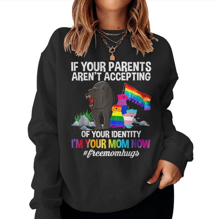 Free Mom Hugs Proud Mama Bear Lgbt Gay Pride Lgbtq Parade  Women Crewneck Graphic Sweatshirt