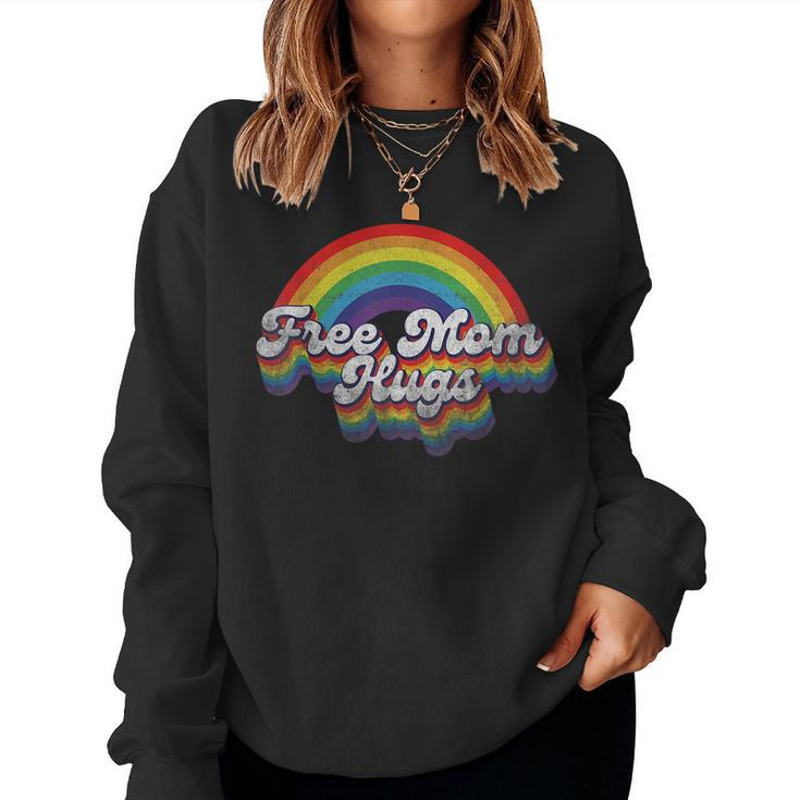 Free Mom Hugs Rainbow Retro Lgbt Flag Lgbt Pride Month Women Sweatshirt