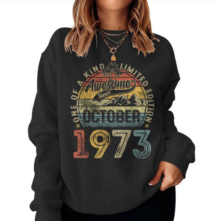 50 Years Old October 1973 Vintage Retro 50Th Birthday Women Sweatshirt
