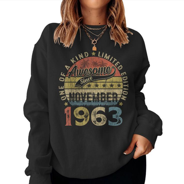 60 Year Old November 1963 Vintage Retro 60Th Birthday Women Sweatshirt