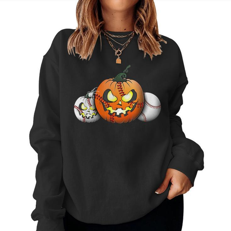 Baseball Coach Teacher 2023 Pumpkin Halloween Baseball Women Sweatshirt