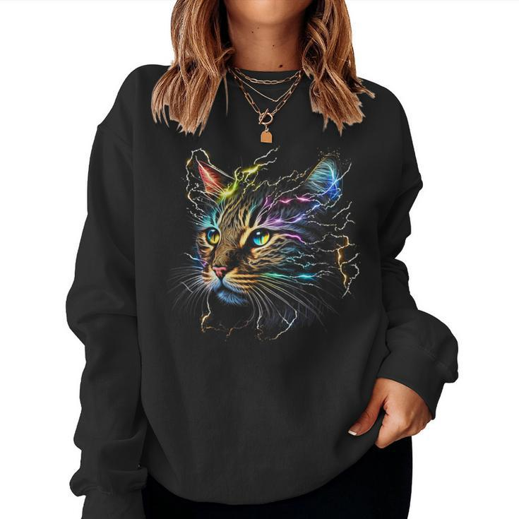 Chinese Li Hua Lover Colorful Graphic Cat Dad Mom Women Sweatshirt