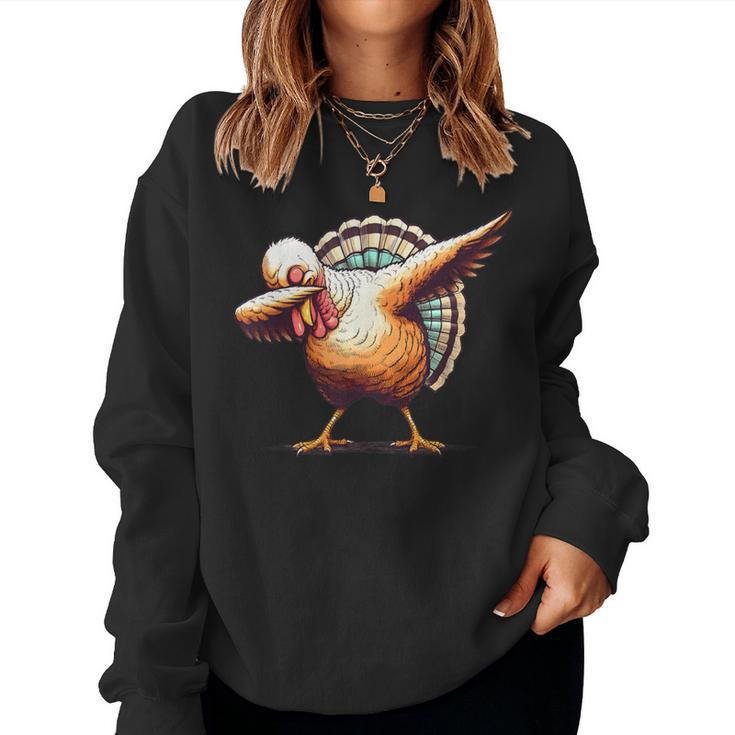 Dabbing Turkey Thanksgiving Day Pilgrim Boys Girls Dab Women Sweatshirt