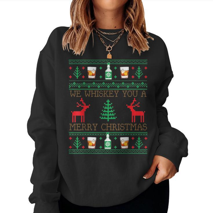 Drinking Whiskey Ugly Christmas Sweaters Women Sweatshirt