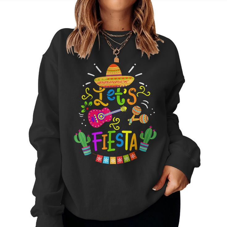 Let's Fiesta Cinco De Mayo Mexican Guitar Cactus Women Sweatshirt