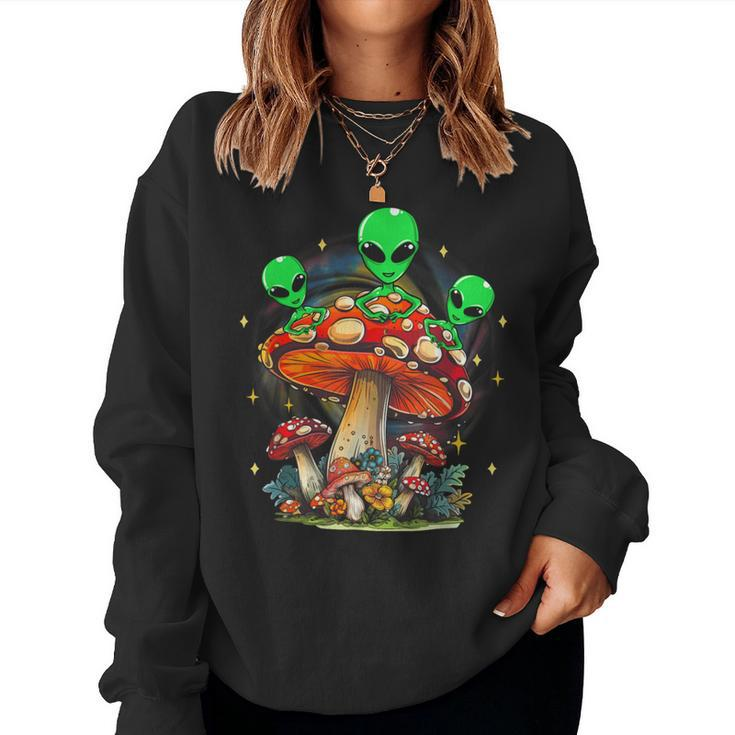 Magic Mushroom Alien Trippy Shroom Lsdweed Acid Trip Women Sweatshirt