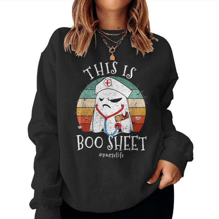Rn Lpn Icu Er Nurse Halloween Costume Boo Ghost Women Sweatshirt