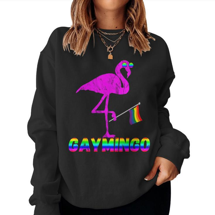 Gay Flamingo Lgbt Pride March Rainbow Flag Exotic Bird Queer Women Sweatshirt