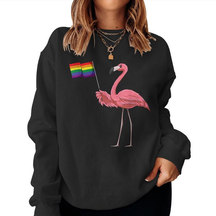 Gay Flamingo Lgbt Pride Rainbow Flag Flamingo Pride Month Women Sweatshirt