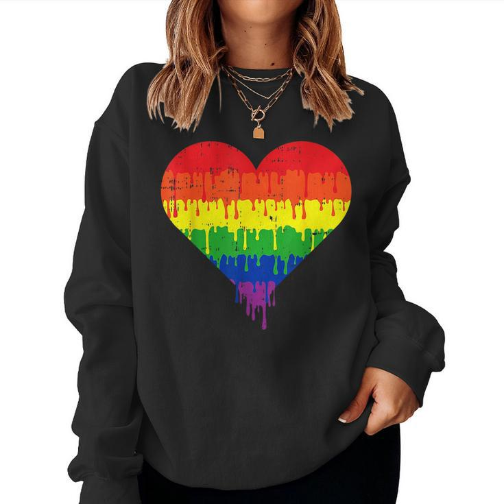 Gay Heart Pride Rainbow Flag Lgbtq Inspirational Lgbt Women Sweatshirt