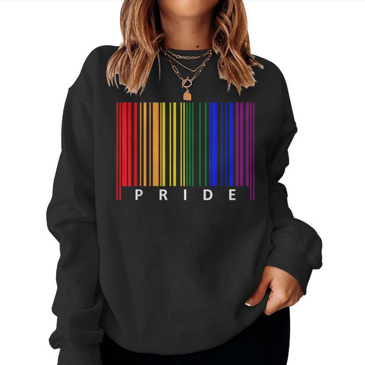 Gay Pride Funny Barcode Lgbtq Lesbian Transgender Rainbow  Women Crewneck Graphic Sweatshirt