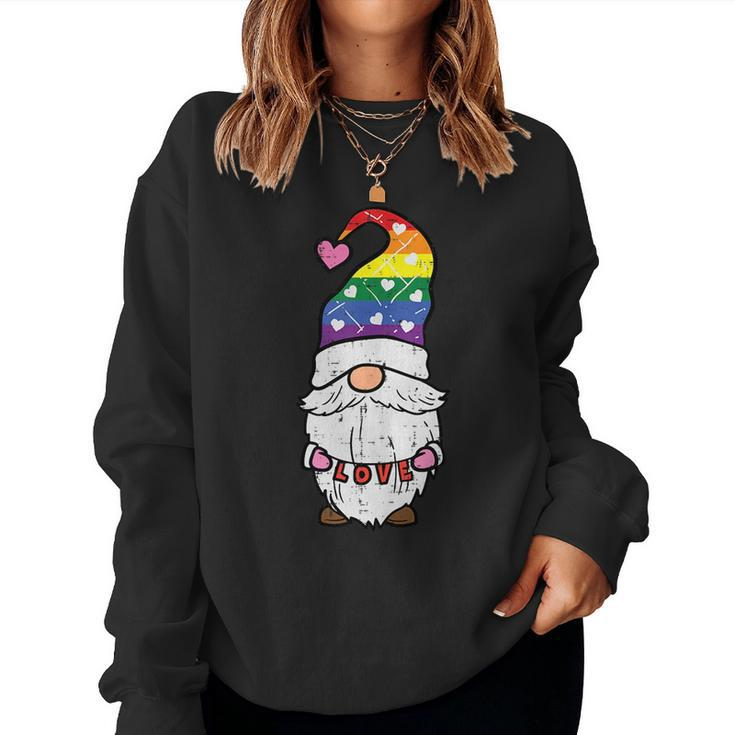 Gay Pride Gnome Love Rainbow Flag Lgbt Ally Women Men Kids Women Sweatshirt