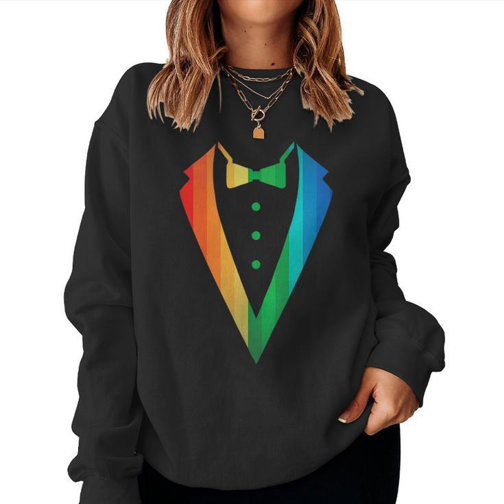 Gay Pride Rainbow Graphic Tuxedo Men Women Women Sweatshirt