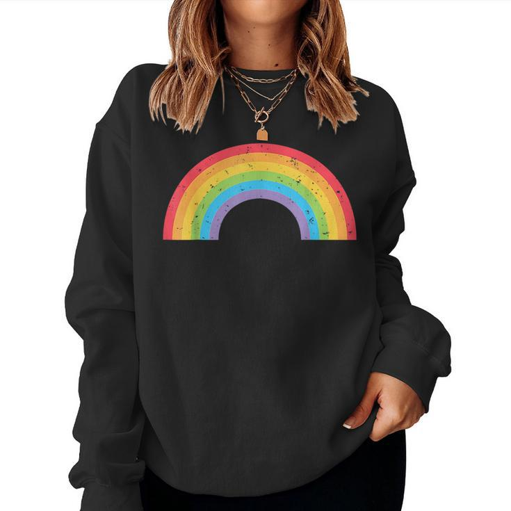Gay Pride Vintage Rainbow Lgbtq  Women Crewneck Graphic Sweatshirt
