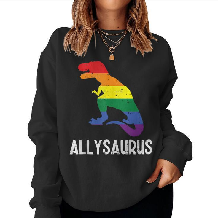 Gay Rainbow Dino Trex Ally Saurus Lgbt Flag Boys Toddler Kid Women Sweatshirt