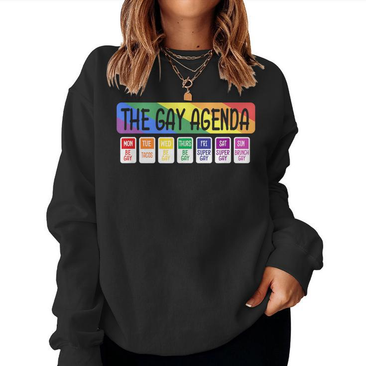 The Gay Weekly Agenda Lgbt Pride Rainbow Lesbian Pride Month s Women Sweatshirt