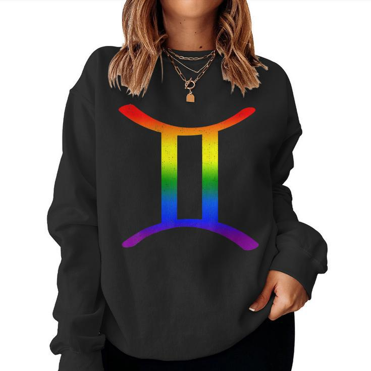 Gemini Lgbt Zodiac Sign Lgbt Rainbow Pride Gay Women Sweatshirt