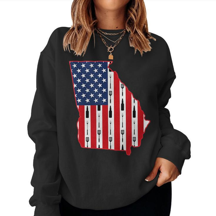 Georgia Usa Flag Fourth July 4Th Fathers Day Bbq Beer Summer Beer Women Sweatshirt