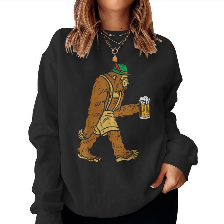 German Bigfoot Sasquatch Beer Lederhose Oktoberfest Women Sweatshirt