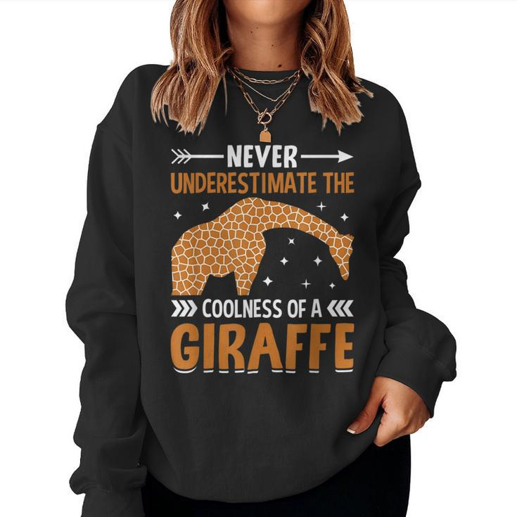 Giraffe Lover Never Underestimate The Coolness Of A Giraffe Women Crewneck Graphic Sweatshirt