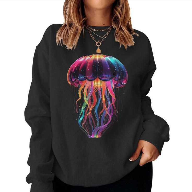 Glowing Rainbow Jellyfish Women Sweatshirt