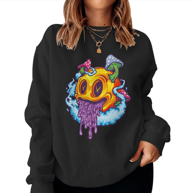 Goblincore Aesthetic Grunge Fungi Mushroom Skull Women Sweatshirt