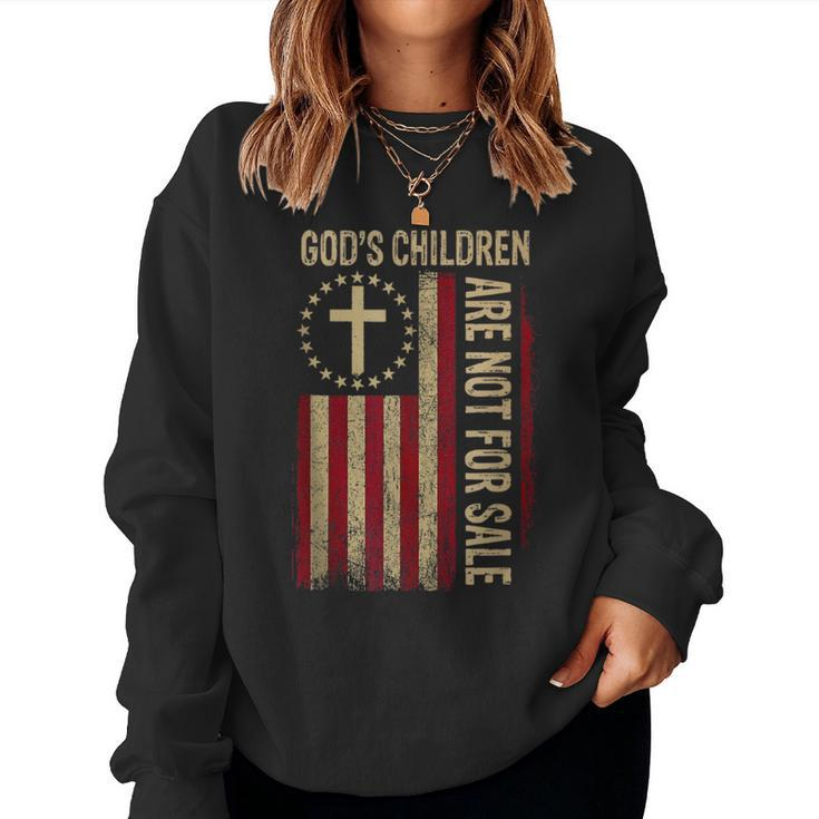 Gods Children Are Not For Sale American Flag Funny  Women Crewneck Graphic Sweatshirt
