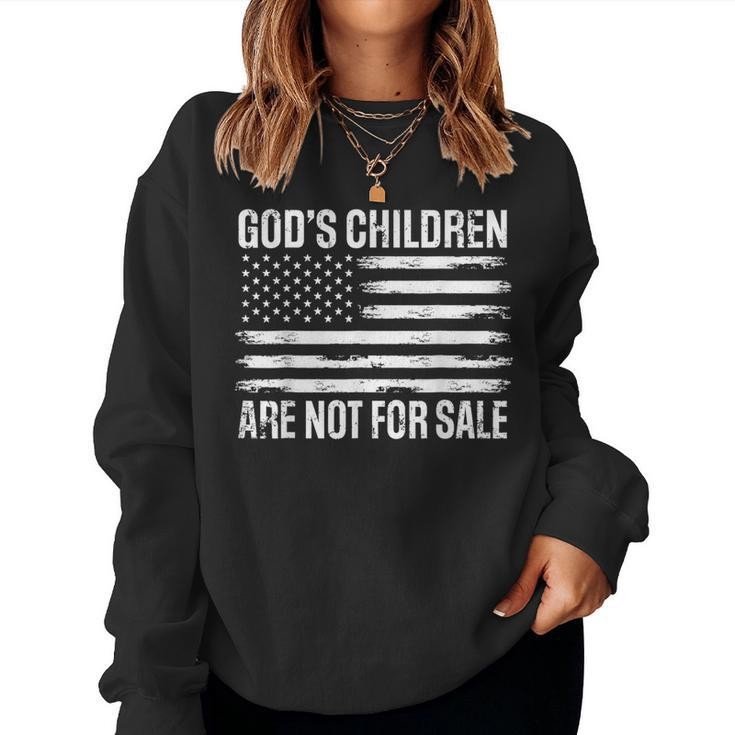 Gods Children Are Not For Sale Funny American Flag Quote  Women Crewneck Graphic Sweatshirt